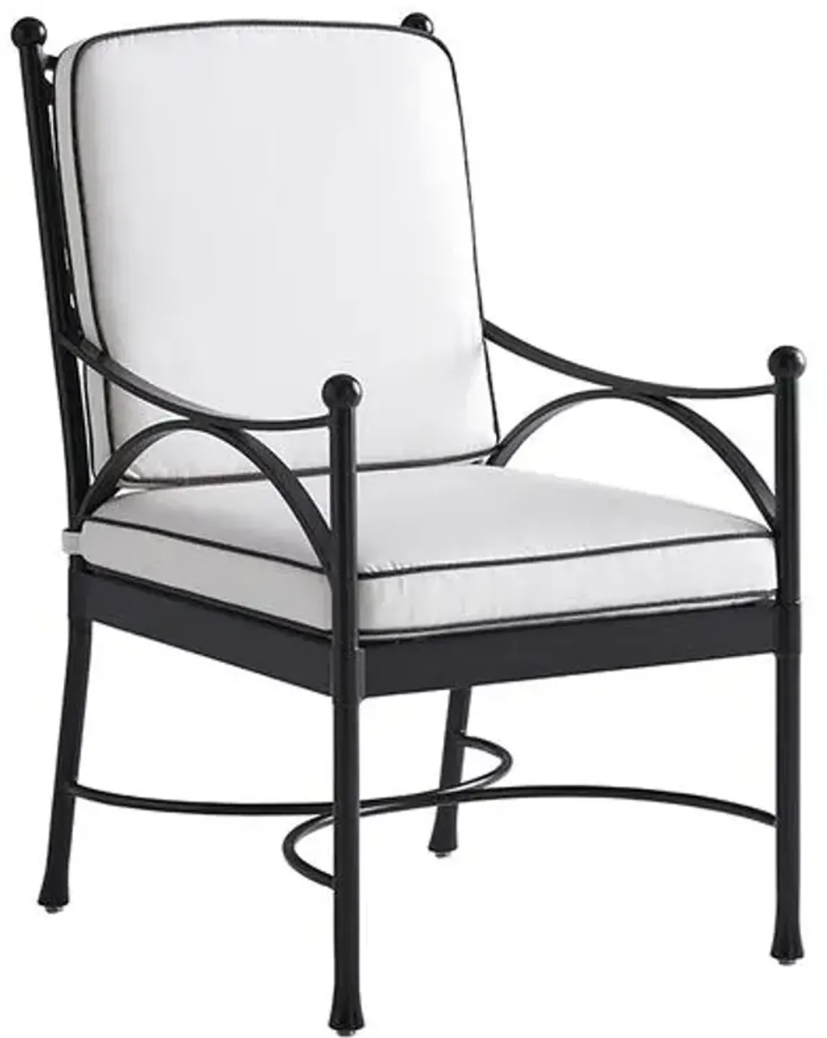 Pavlova Outdoor Aluminum Dining Chair - Black/White Sunbrella - Tommy Bahama