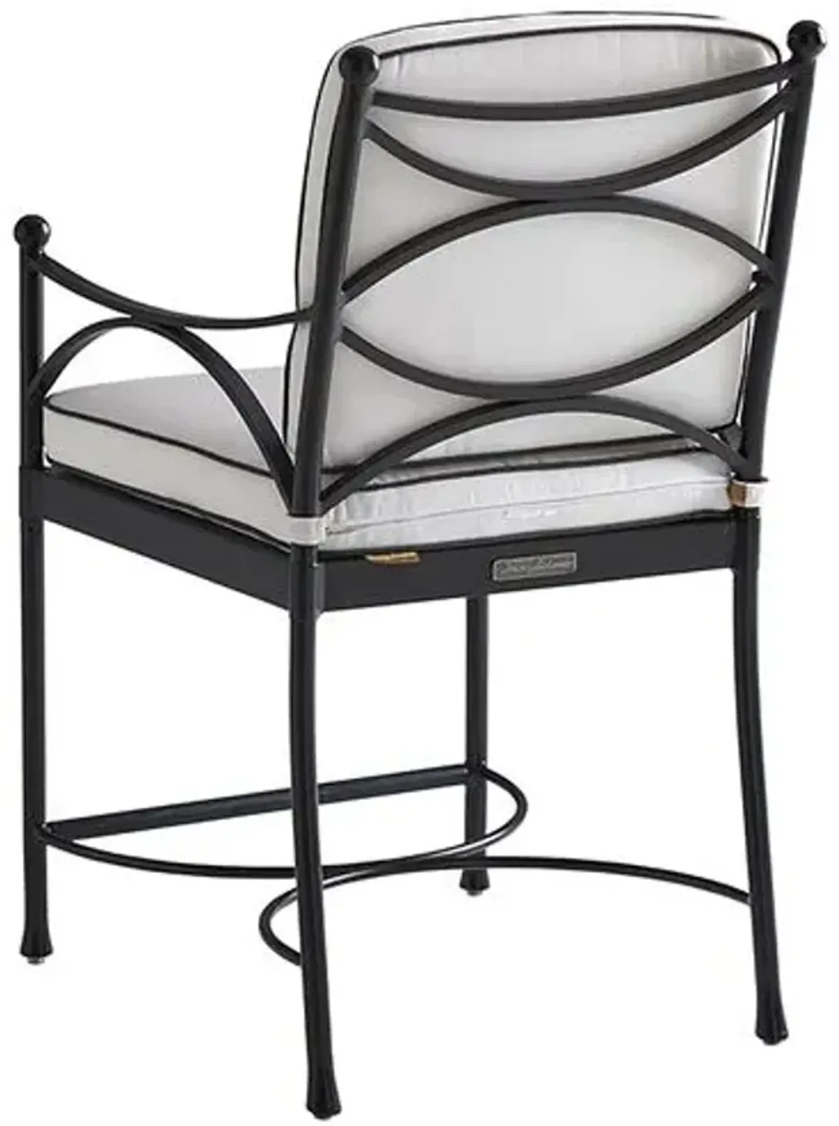 Pavlova Outdoor Aluminum Counter Stool - Black/White Sunbrella - Tommy Bahama