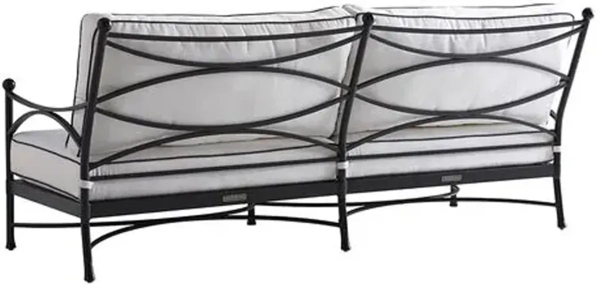 Pavlova Outdoor Aluminum Sofa - Black/White Sunbrella - Tommy Bahama