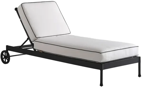 Pavlova Outdoor Aluminum Chaise Lounge, Black/White Sunbrella