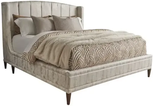Savoy Upholstered Linen King Panel Bed - Novelty White/Ivory - Lexington