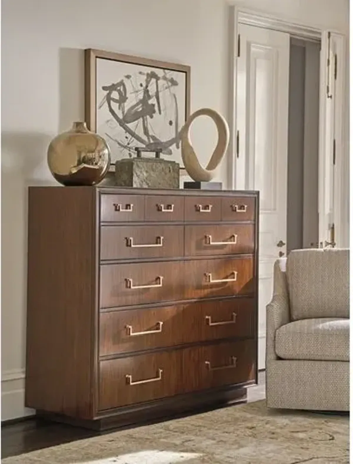Ascot 10-Drawer Gentlemans Chest - Brown - Lexington
