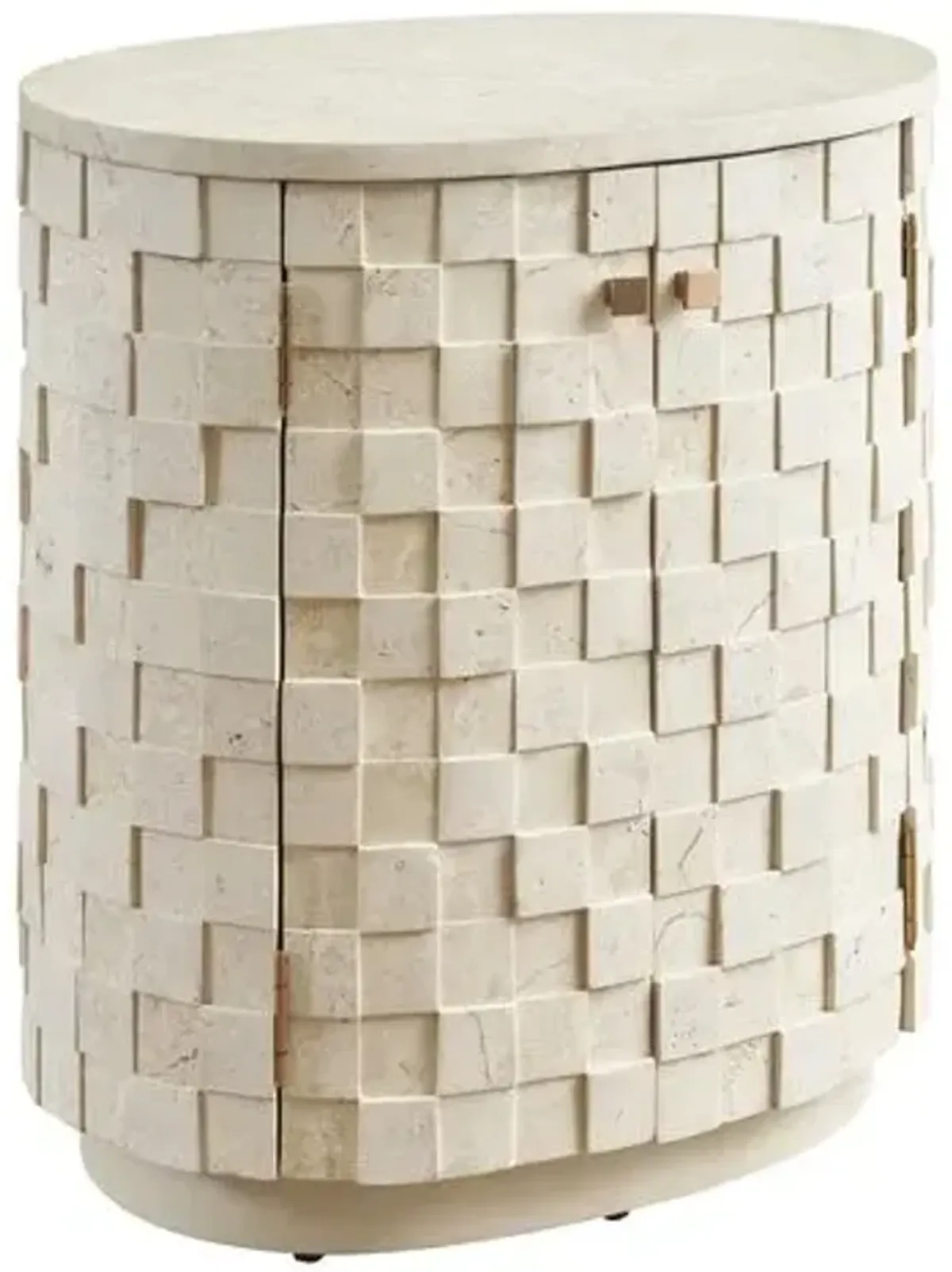 Albion Stone Oval Nightstand - Cream - Lexington