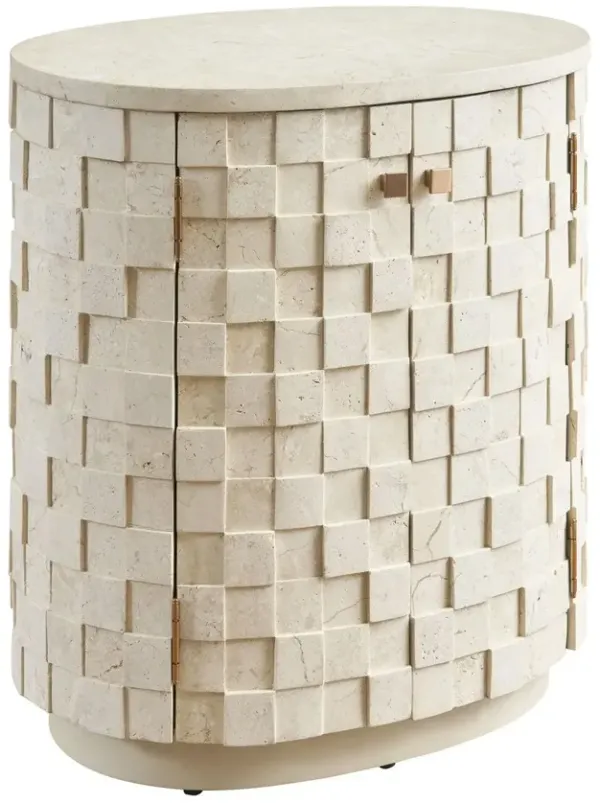 Albion Stone Oval Nightstand, Cream