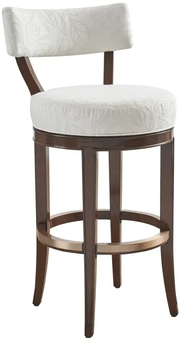 Giles Upholstered Swivel Bar Stool, Brown, Rose Gold