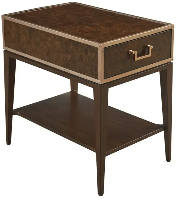 Shelton Box On Stand End Table, Brown with Rose Gold trim
