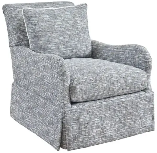 Palm Frond Swivel Chair - Textured Blue/Aqua - Lexington