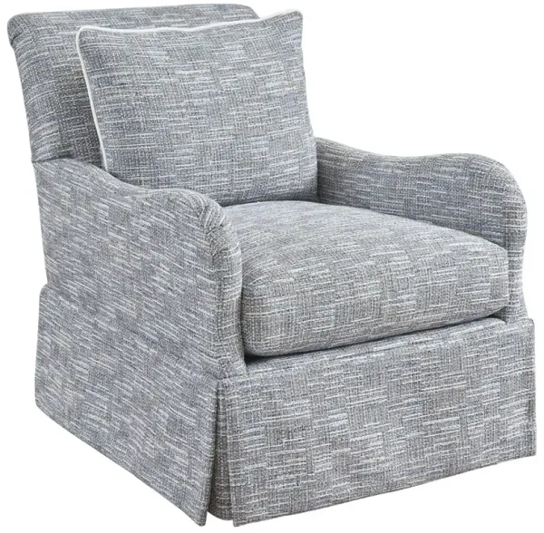 Palm Frond Swivel Chair, Textured Blue/Aqua