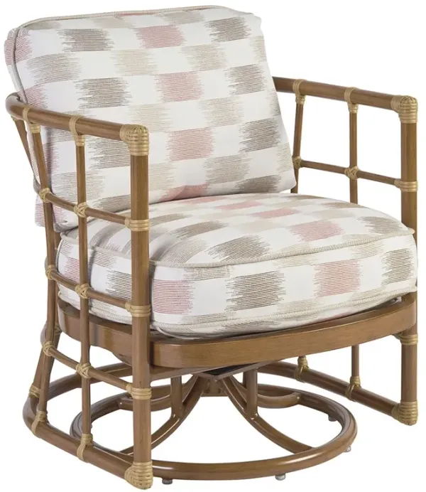 Sandpiper Bay Outdoor Aluminum Swivel Chair, Check Red/Pink/Taupe Sunbrella