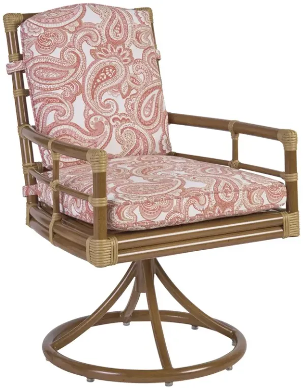 Sandpiper Bay Outdoor Aluminum Swivel Rocker Dining Chair, Paisley Red/Pink