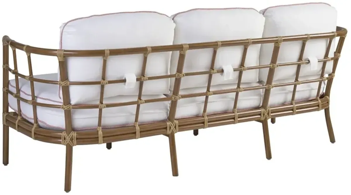 Sandpiper Bay Outdoor Aluminum Sofa, Medium Brown/White/Ivory