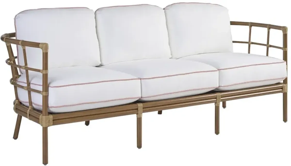 Sandpiper Bay Outdoor Aluminum Sofa, Medium Brown/White/Ivory