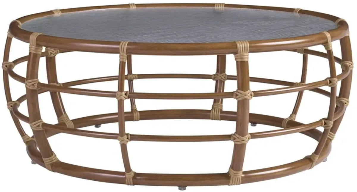 Sandpiper Bay Outdoor Aluminum Round Cocktail Table, Medium Brown