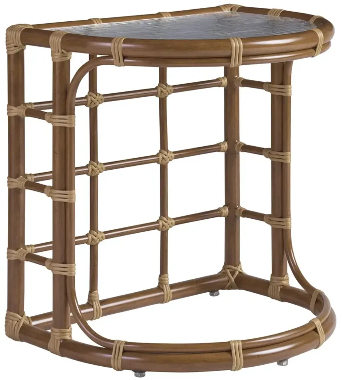 Sandpiper Bay Outdoor Aluminum Demilune End Table, Medium Brown