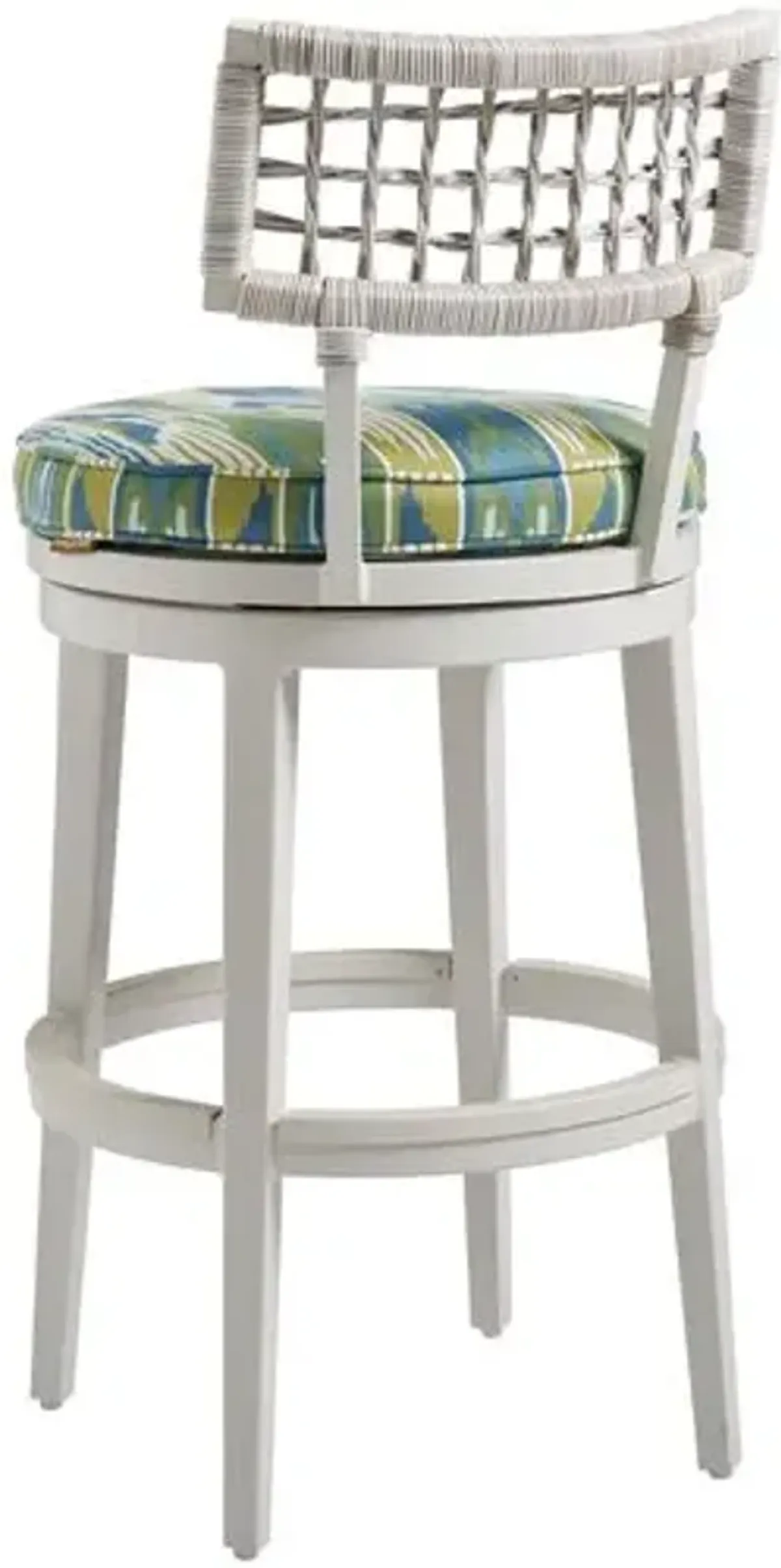Seabrook Outdoor Aluminum/Wicker Swivel Bar Stool - Gray/Global Blue/Green - Tommy Bahama - Multi