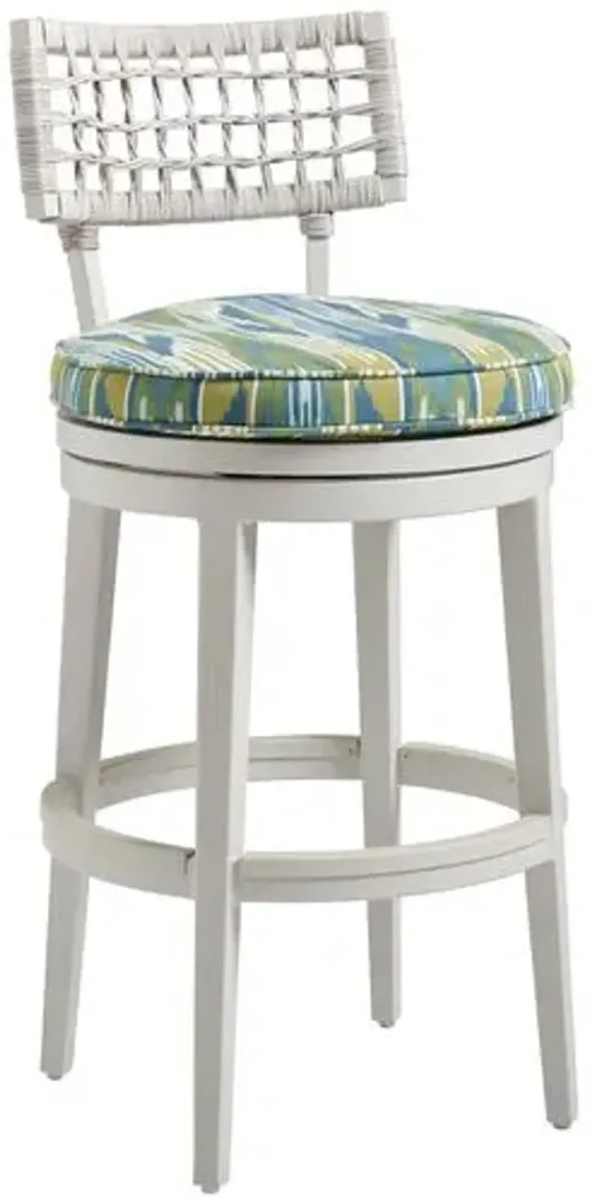Seabrook Outdoor Aluminum/Wicker Swivel Bar Stool - Gray/Global Blue/Green - Tommy Bahama - Multi