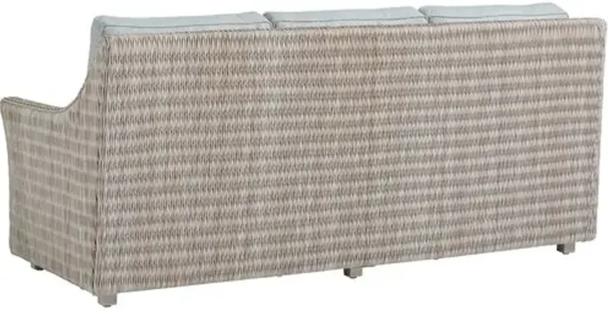 Seabrook Outdoor Aluminum/Wicker Sofa - Gray/Textured Blue/Aqua - Tommy Bahama