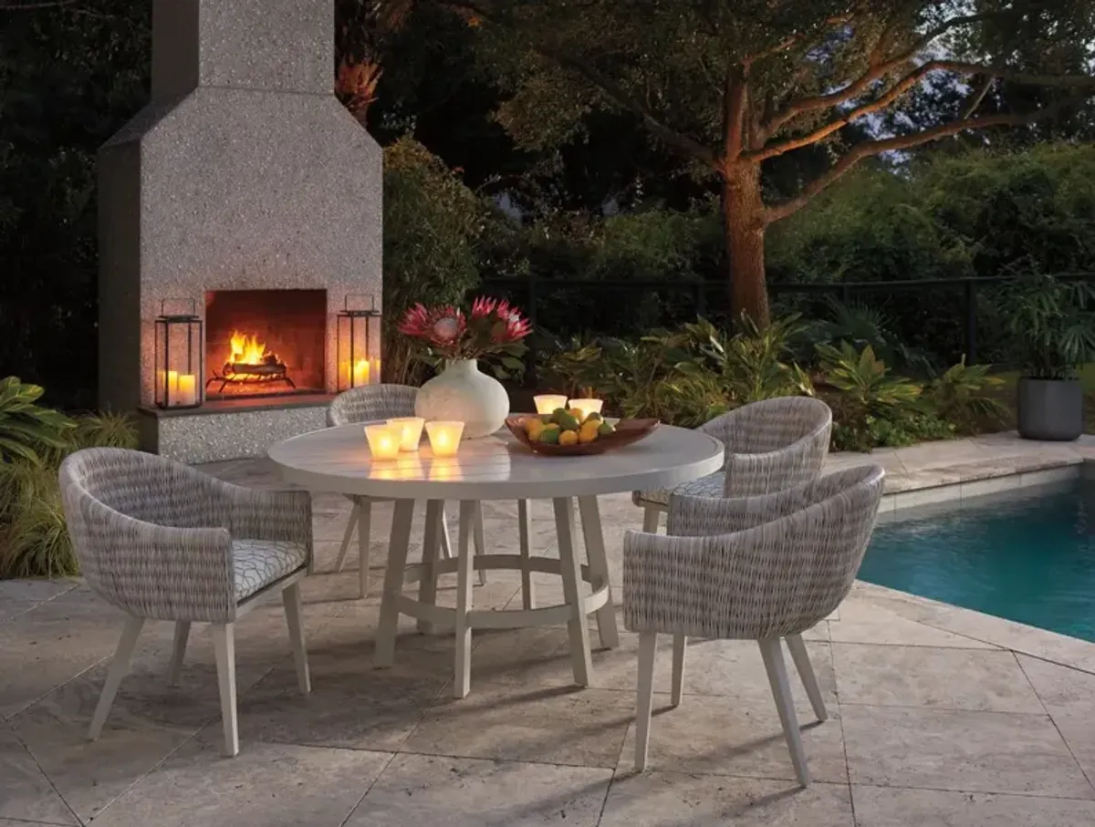 Seabrook Outdoor 60" Aluminum Round Dining Table, Ivory