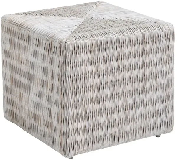 Seabrook Outdoor Wicker Cube Ottoman, Gray