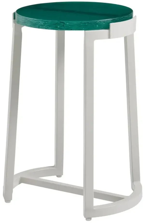 Seabrook Outdoor Aluminum Accent Table, White/Aquamarine
