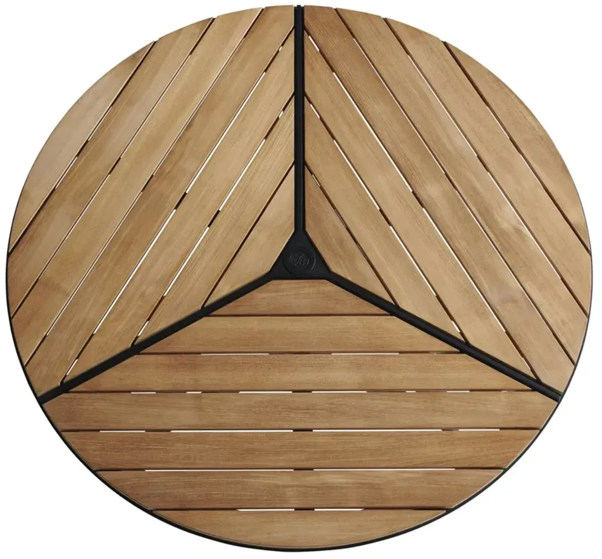 South Beach Outdoor Aluminum/Teak Round Dining Table, Graphite/Natural