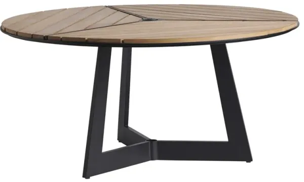 South Beach Outdoor Aluminum/Teak Round Dining Table, Graphite/Natural