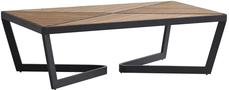 South Beach Outdoor Aluminum/Teak Rectangular Cocktail Table, Graphite/Natural