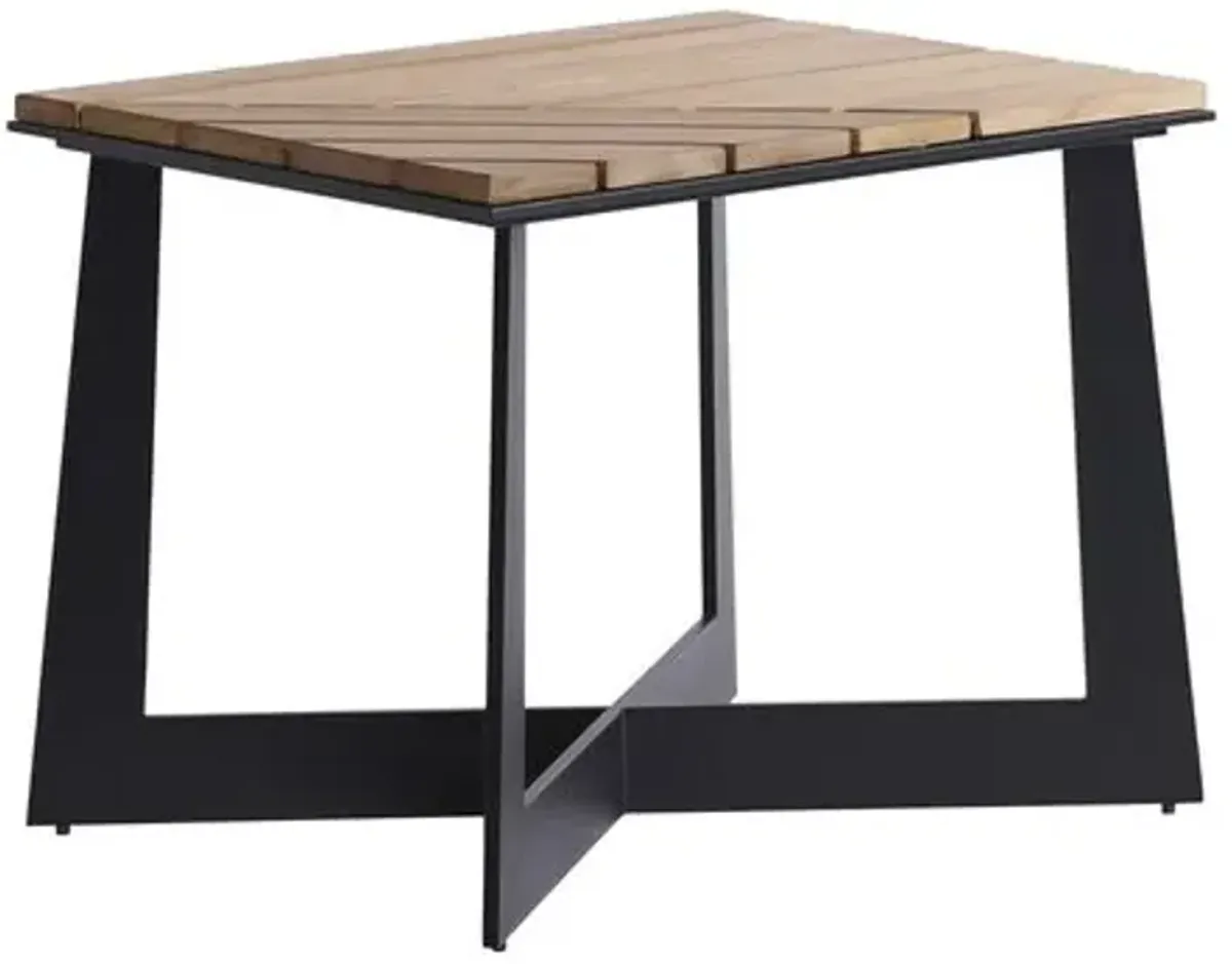 South Beach Outdoor Aluminum/Teak Square End Table - Graphite/Tan - Tommy Bahama - Gray