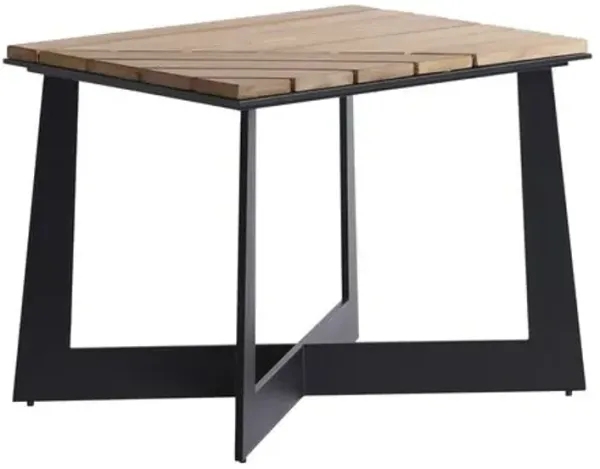 South Beach Outdoor Aluminum/Teak Square End Table - Graphite/Tan - Tommy Bahama - Gray