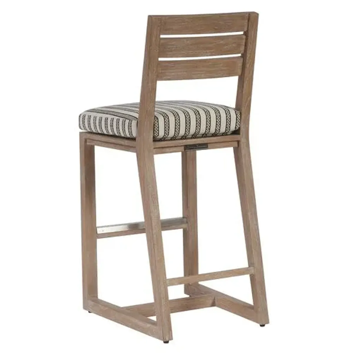 Stillwater Cove Outdoor Teak Bar Stool - Natural/Stripe Taupe - Tommy Bahama - Multi