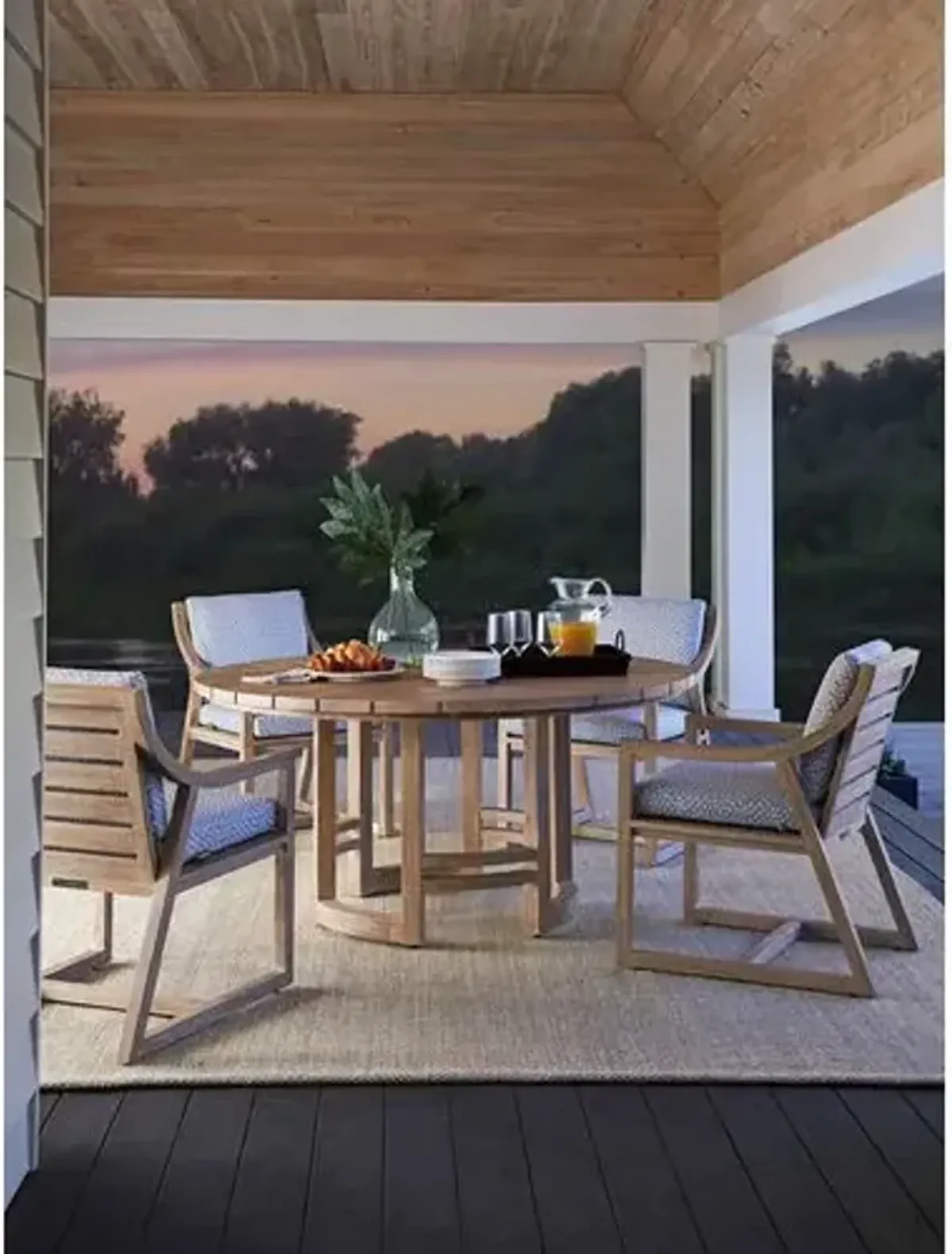 Stillwater Cove Outdoor 60" Teak Round Dining Table - Natural - Tommy Bahama
