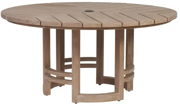 Stillwater Cove Outdoor 60" Teak Round Dining Table, Natural