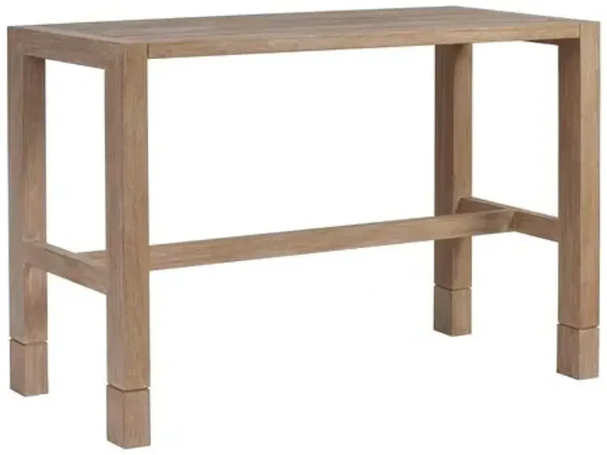 Stillwater Cove Outdoor Teak High/Low Adjustable Bistro Table - Natural - Tommy Bahama - Brown