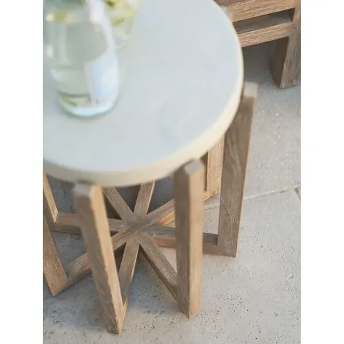 Stillwater Cove Outdoor Teak/Resin Accent Table - Brown/Cream - Tommy Bahama - 22Hx14Wx14D in