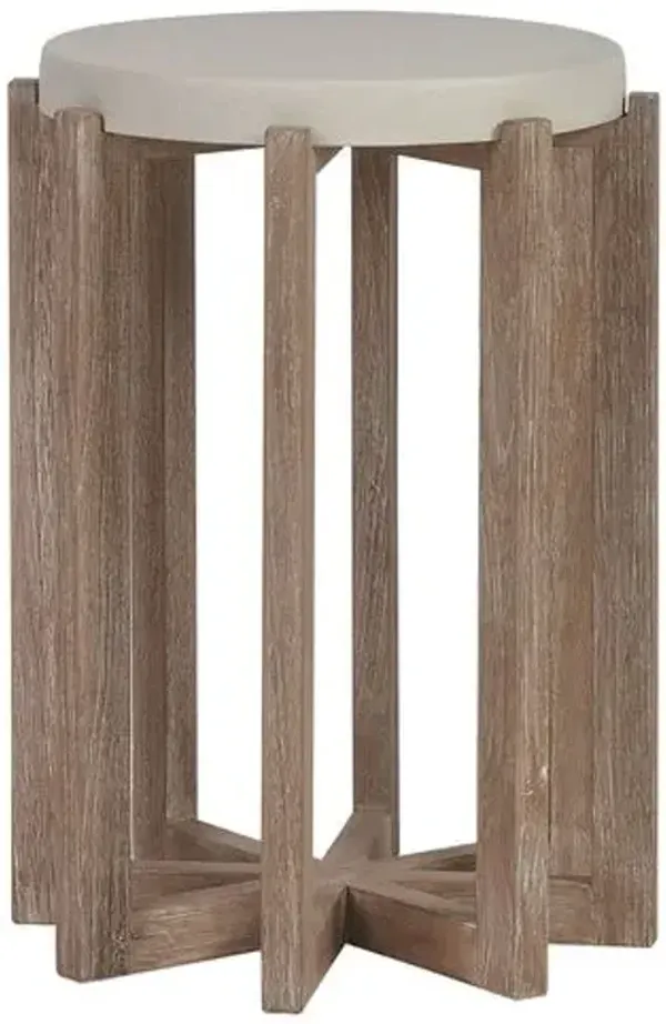 Stillwater Cove Outdoor Teak/Resin Accent Table - Brown/Cream - Tommy Bahama - 22Hx14Wx14D in