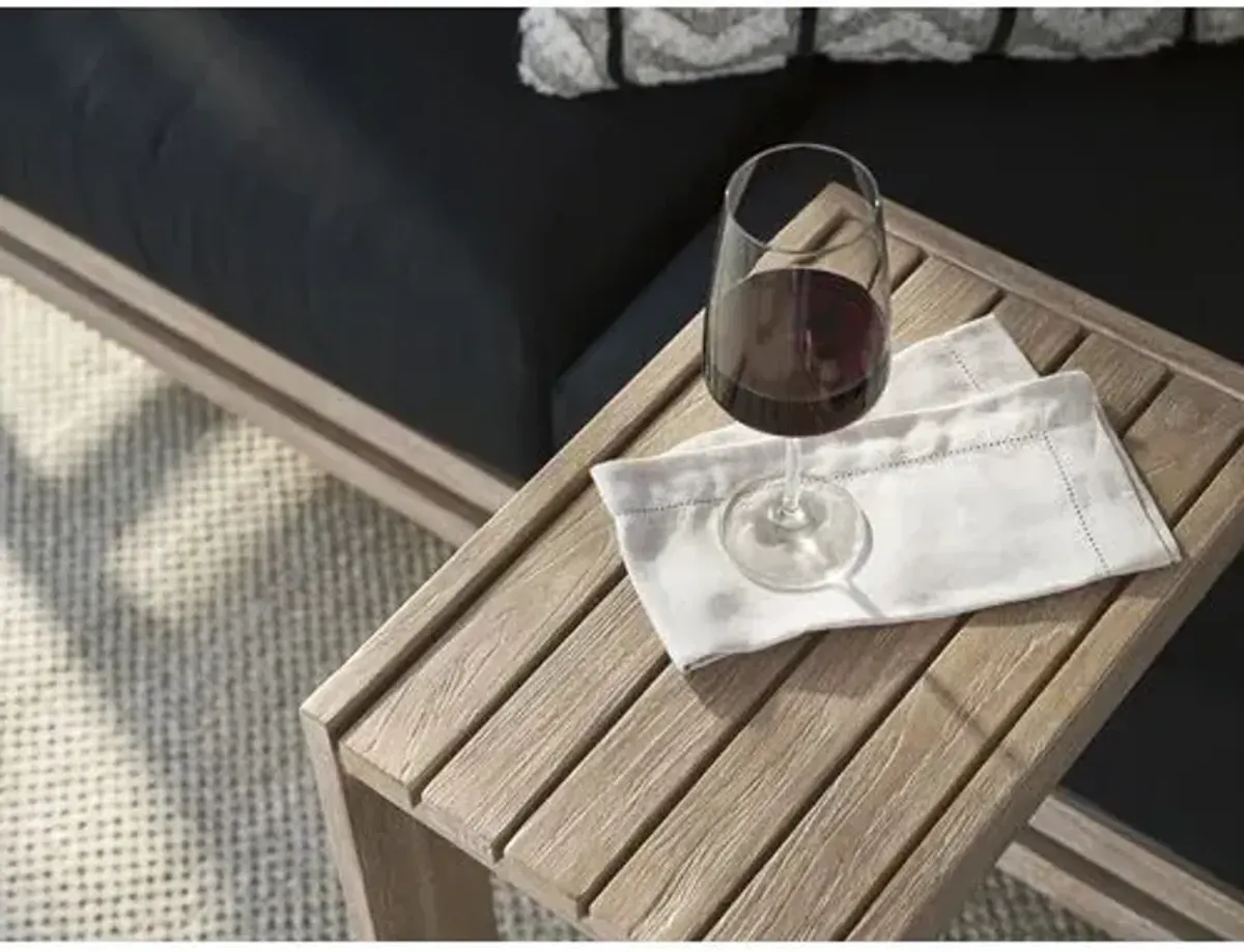 Stillwater Cove Outdoor Teak Drink Table - Natural - Tommy Bahama - Brown