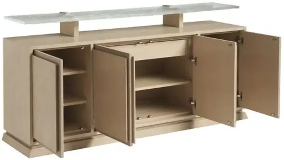 Callum Floating Glass Shelf Buffet - Sand Drift - Tommy Bahama - Brown