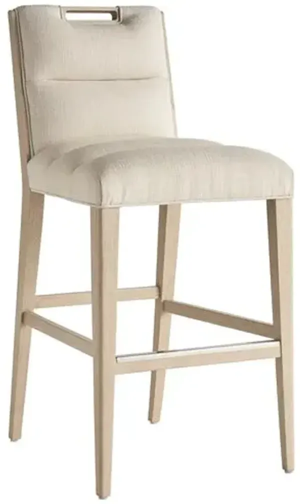 Greer Channeled Upholstered Bar Stool - Textured - Tommy Bahama - Ivory