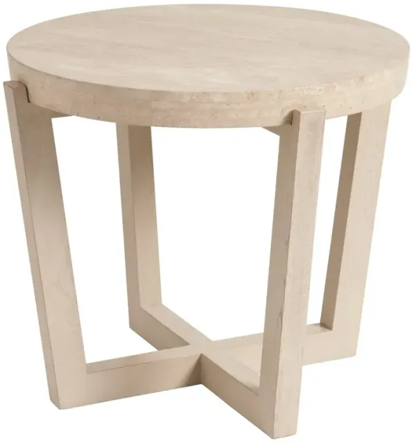 Shasta Round Lamp Side Table, Sand Drift/Travertine