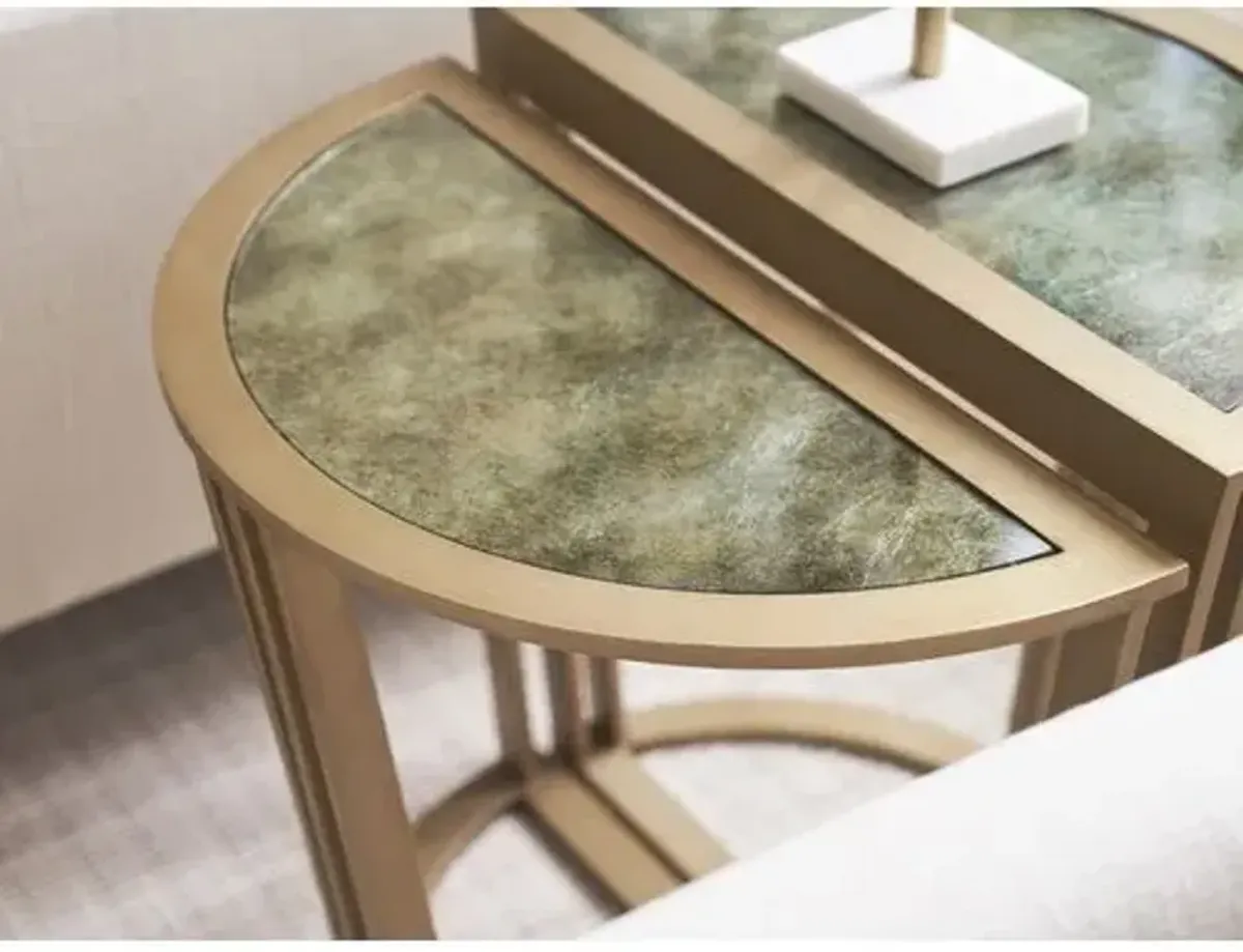 Set of 2 Brooke Bunching Accent Tables - Champagne/Emerald Burnished Silver Leaf - Tommy Bahama - Gold - 23Hx26Wx26D in