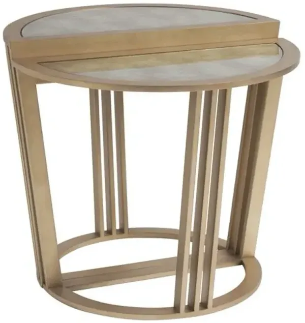 Set of 2 Brooke Bunching Accent Tables - Champagne/Emerald Burnished Silver Leaf - Tommy Bahama - Gold - 23Hx26Wx26D in