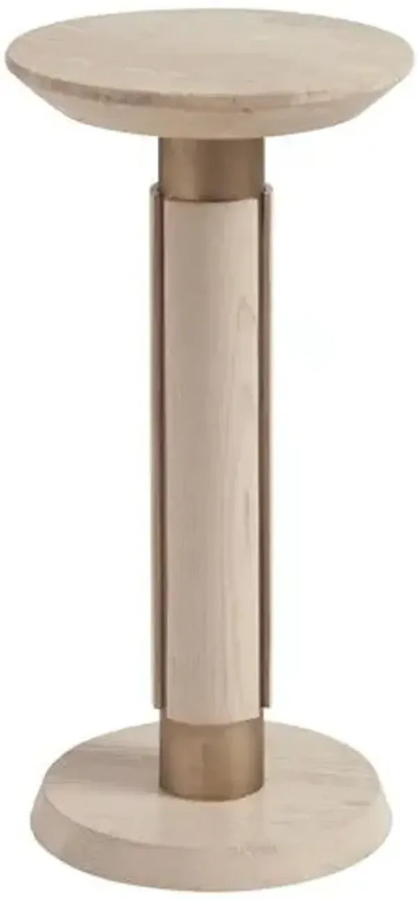 Carver Travertine Top Accent/Drink Table - Sand Drift - Tommy Bahama - Brown