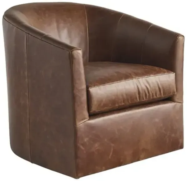 Candice Leather Swivel Chair - Brown - Tommy Bahama