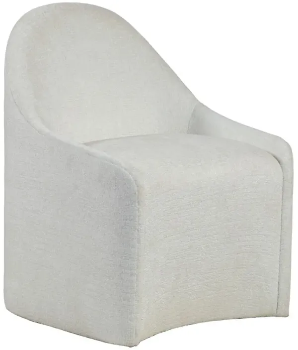 Carly Dining Chair w/ Casters, Textured White Performance Chenille