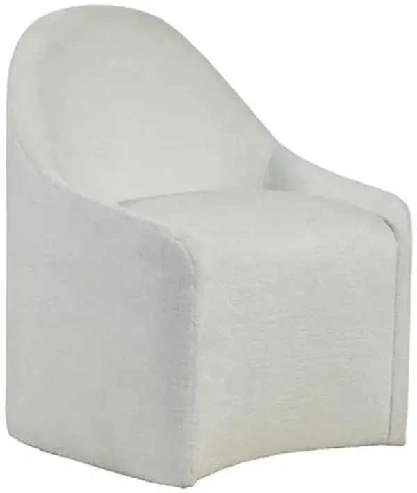 Carly Dining Chair with Casters - Textured White Performance Chenille - Artistica