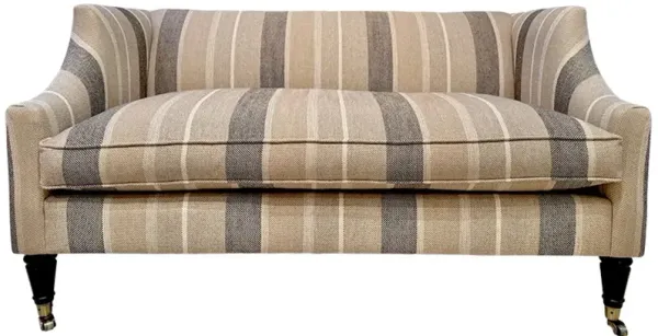 Gage Swoop-Arm Settee, Dunphy Charcoal Stripe Linen
