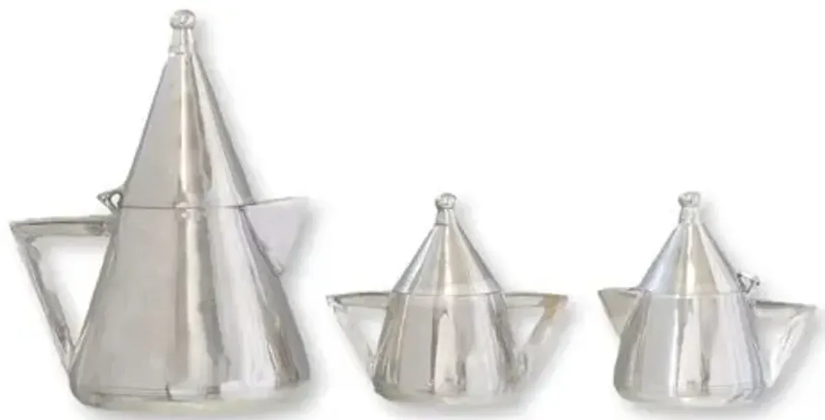 Christopher Dresser Style Tea for One Set - Rose Victoria - Silver