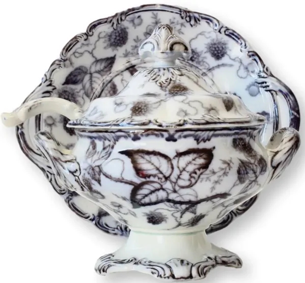 Mulberry Ironstone Tureen w/Tray & Ladle