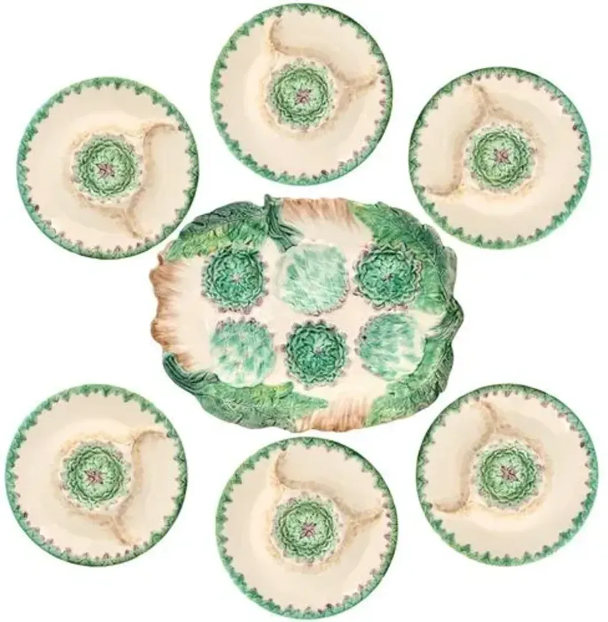 French Longchamp Artichoke Set - 7pc - Rose Victoria - Green