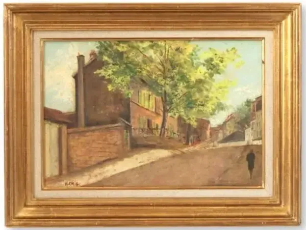 Limited Edition - Montmartre Paris Street Scene Painting - Rose Victoria - Blue